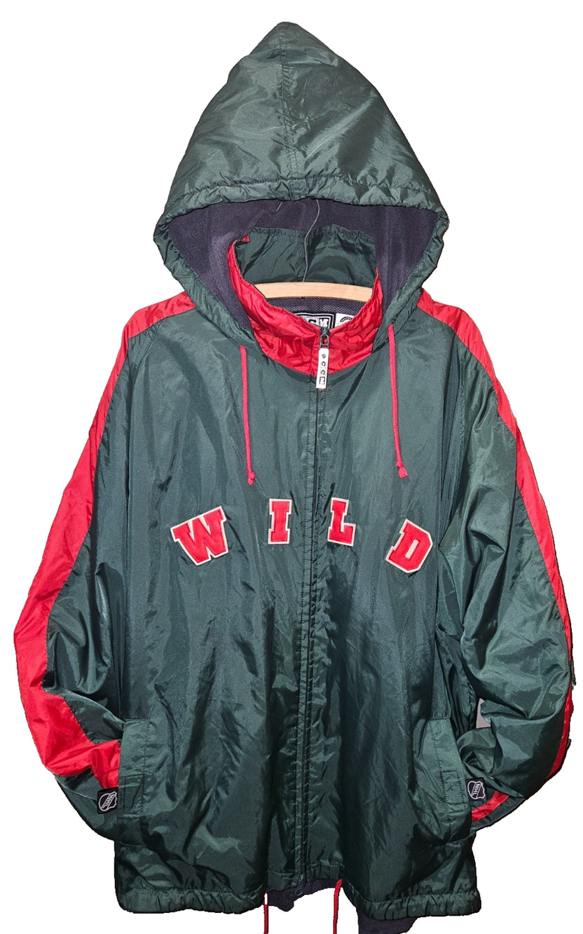 CCM Minnesota Wild Jacket Adult Size XL Green NHL Hockey Pullover Windbreaker